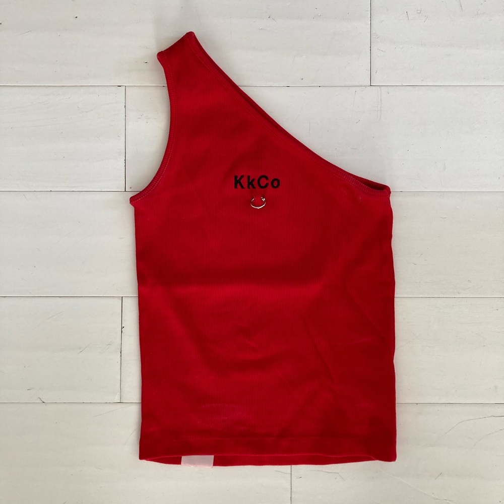 Kkco pierced one-shoulder tank in tomato